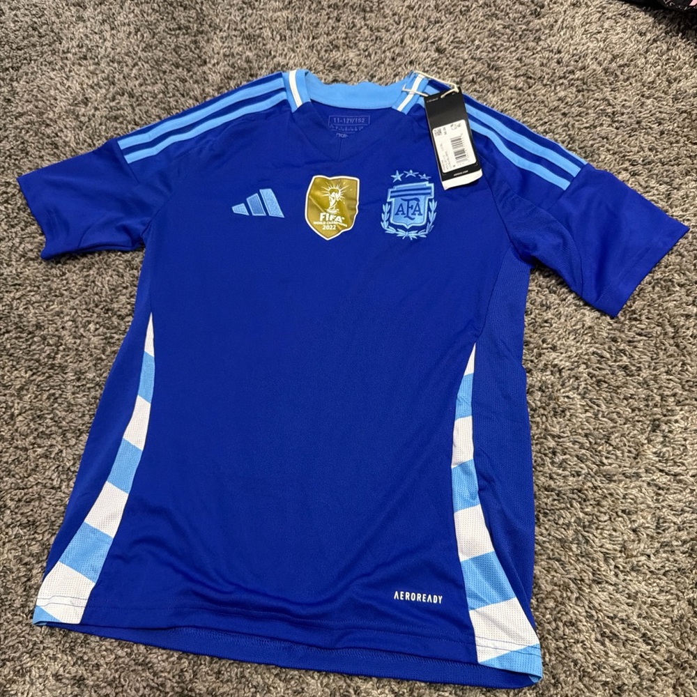 Adidas Blue and White Soccer Jersey